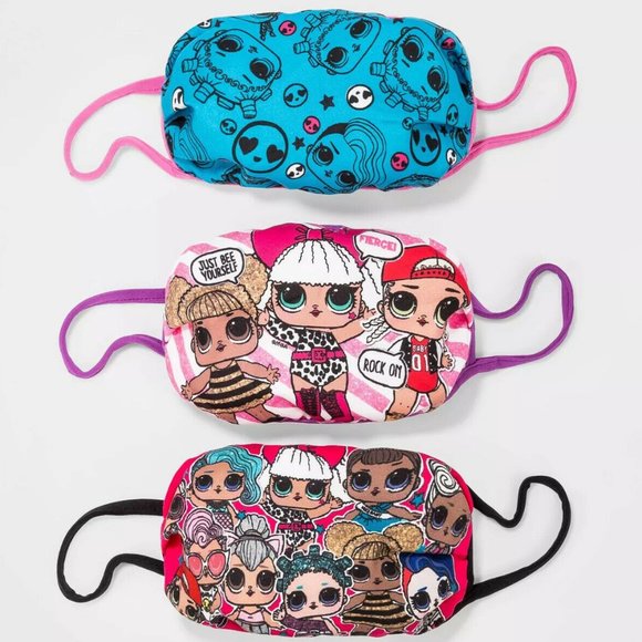 L.O.L. Surprise! Kids' Washable Cloth Face Mask 3 Pack Children Ages 4+ - Picture 1 of 5